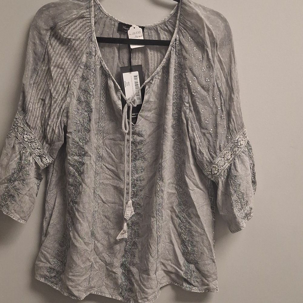 Young Threads Gray Boho Blouse